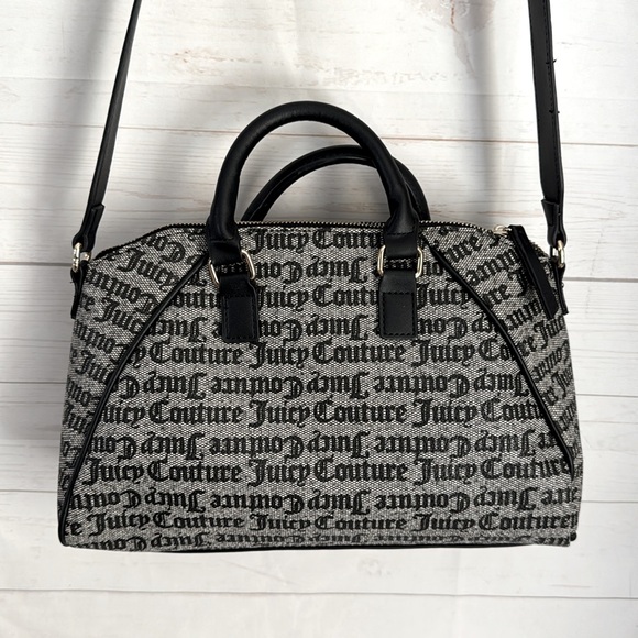 Juicy Couture Black & Gray Eastside Westside Satchel Bag Vegan Leather - Picture 5 of 11